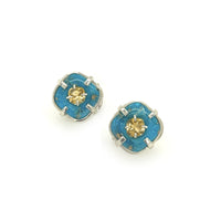 Turquoise & Citrine Button Earrings