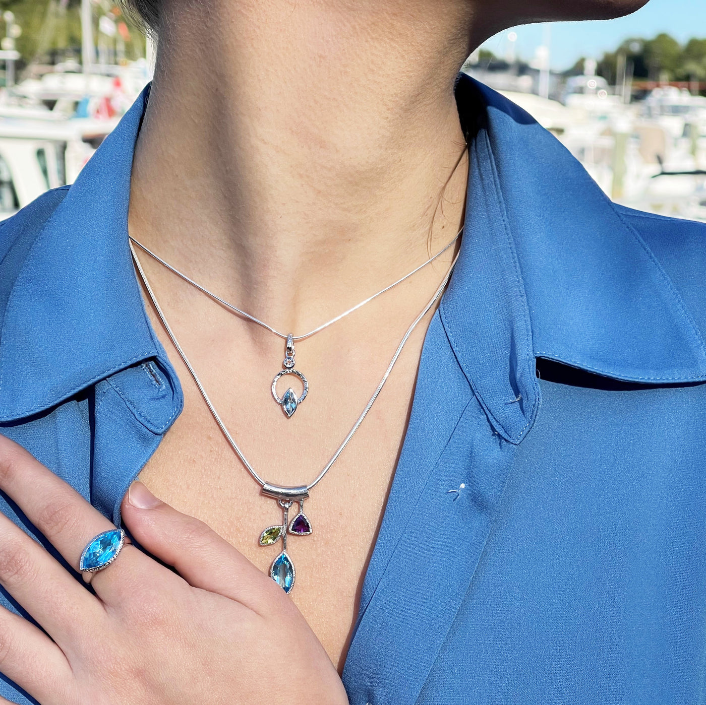 blue topaz with white sapphire accents