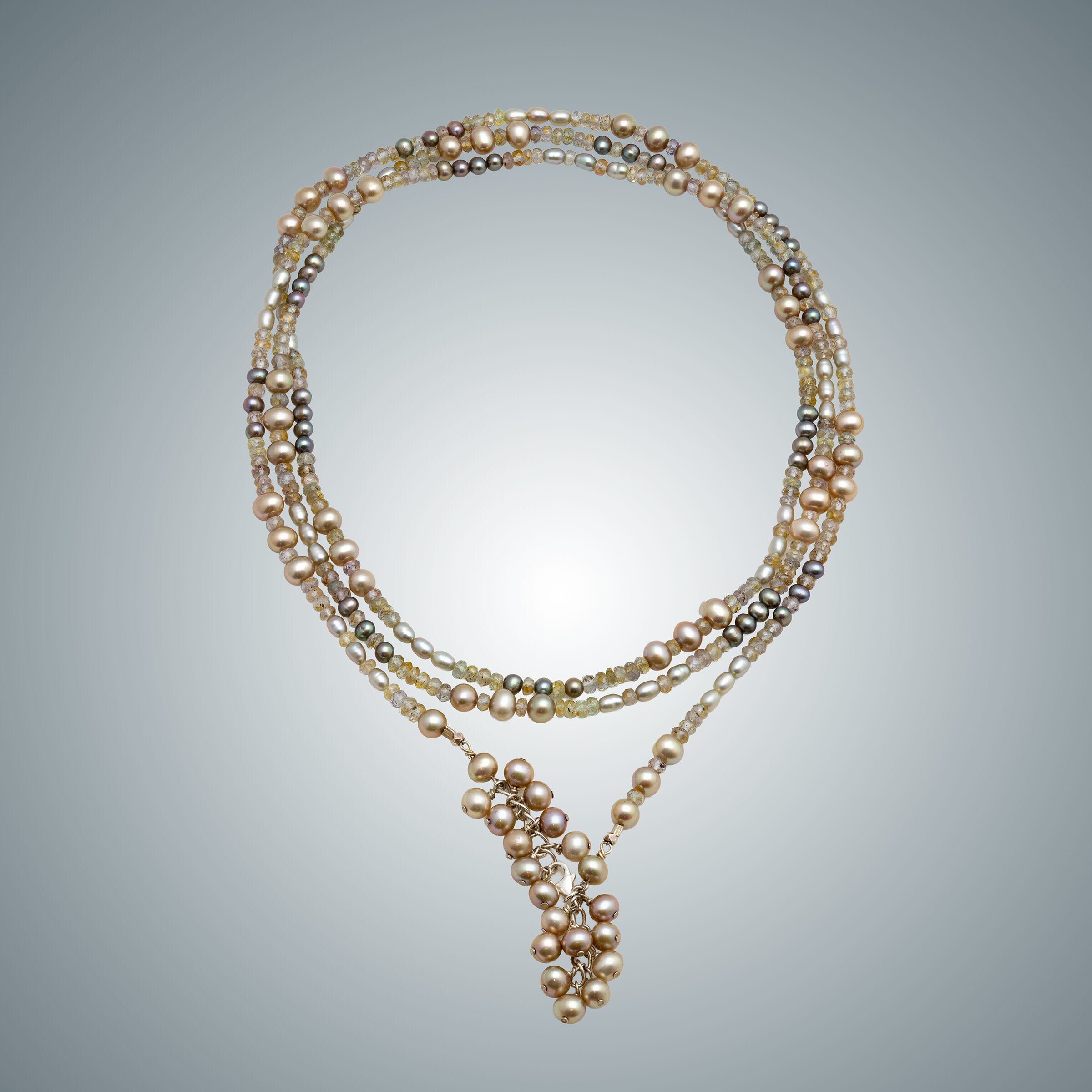 Champagne Quartz & Pearl Necklace