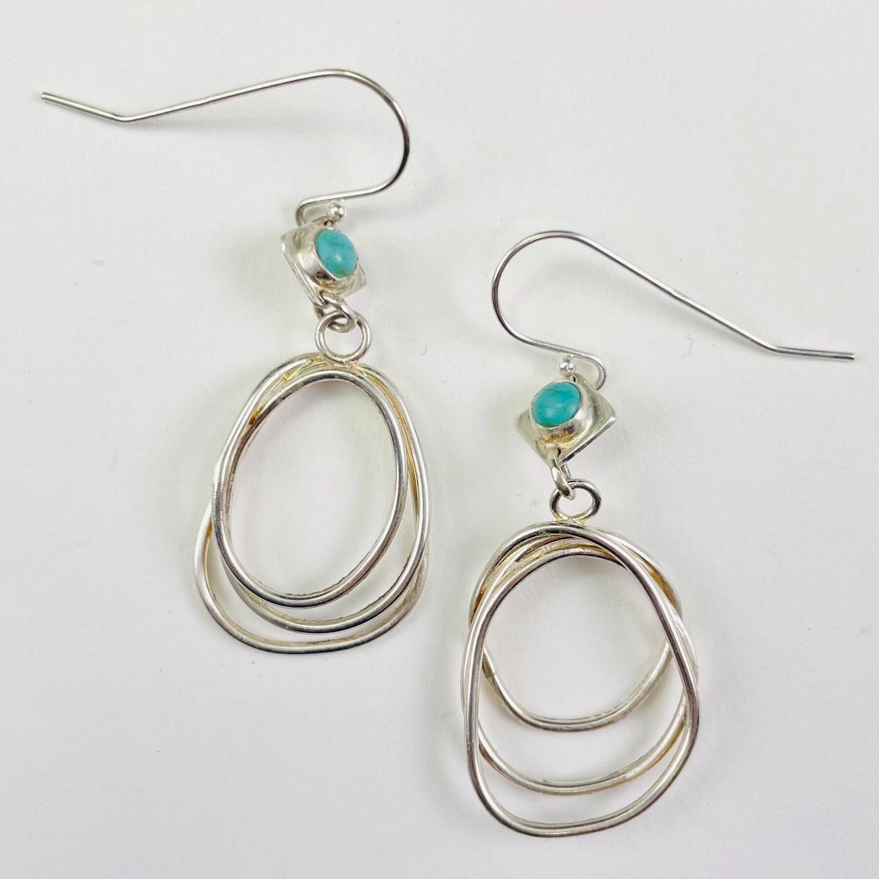 Turquoise Lattice Scribble Earrings
