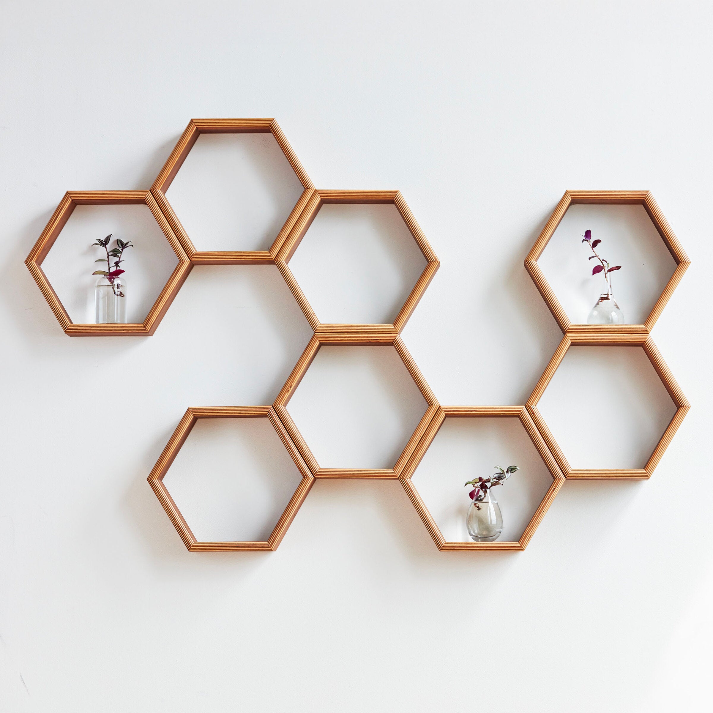 Hexagon Wood Wall Shelf