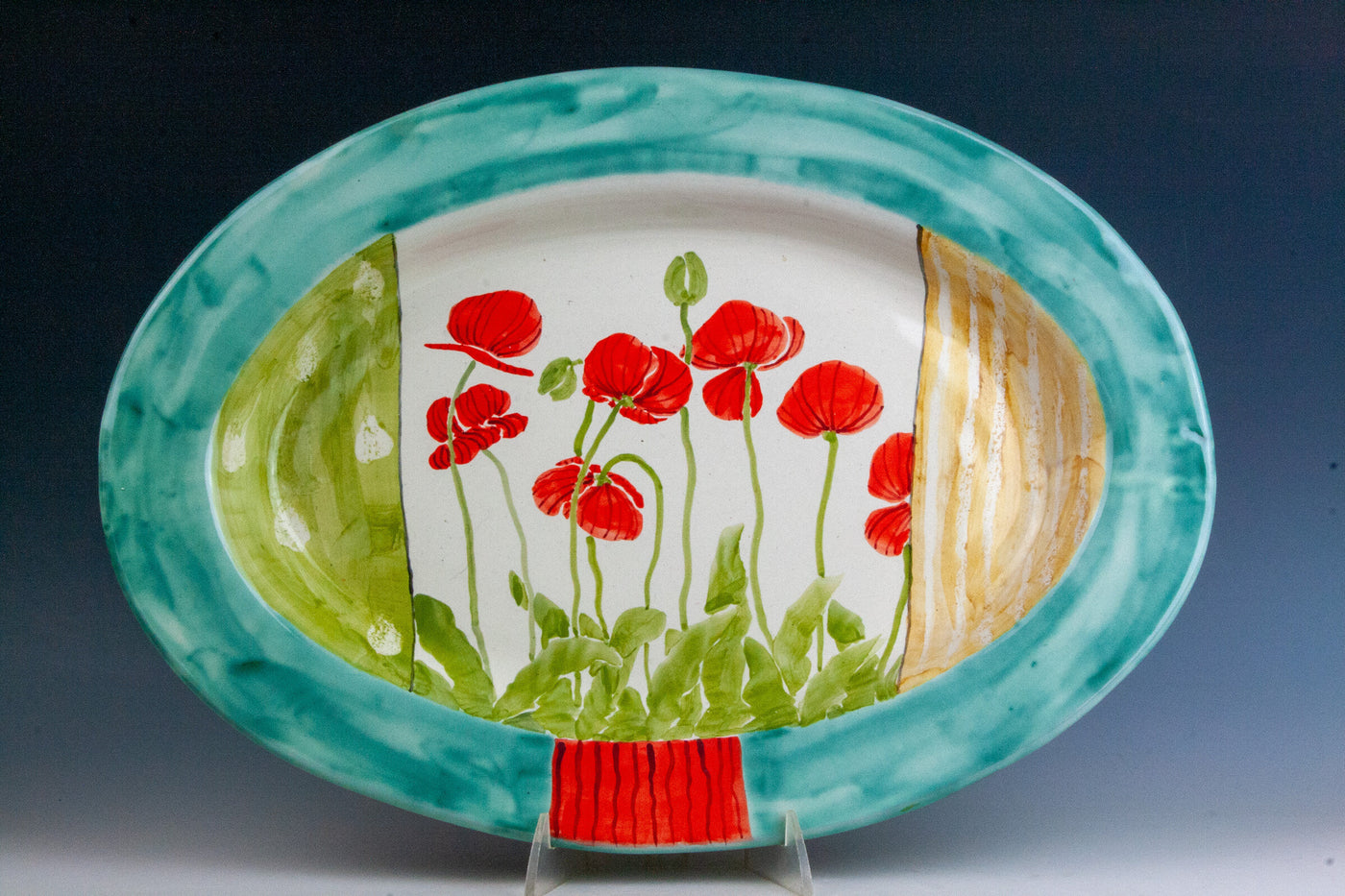 Oval Platter, Poppy Garden