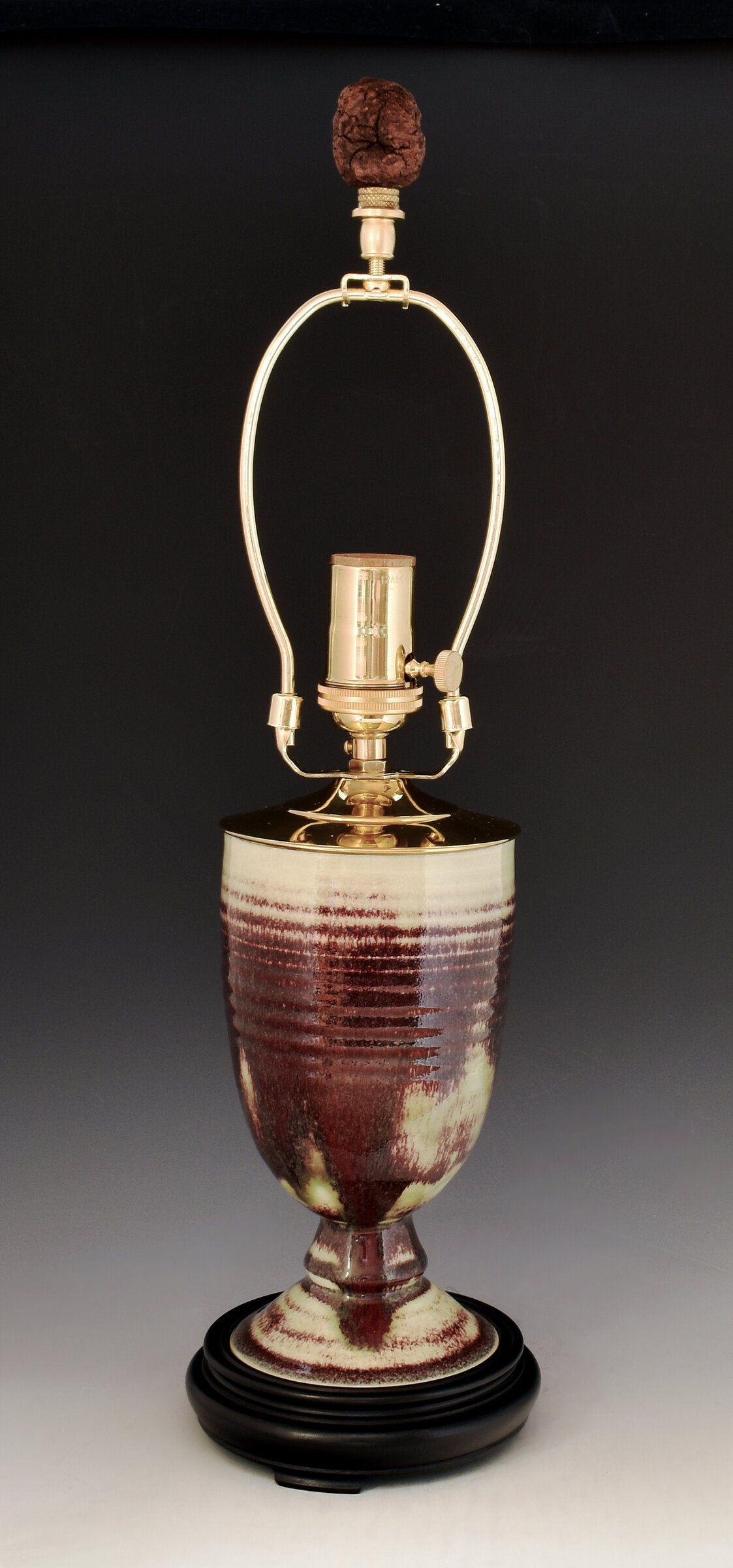 Copper Red Porcelain Lamp with Steel Shade