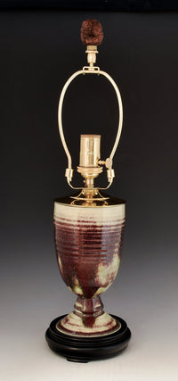 Copper Red Porcelain Lamp with Steel Shade