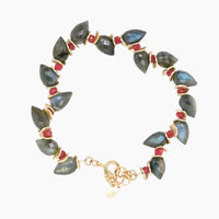 Labradorite & Ruby Red Bud Bracelet