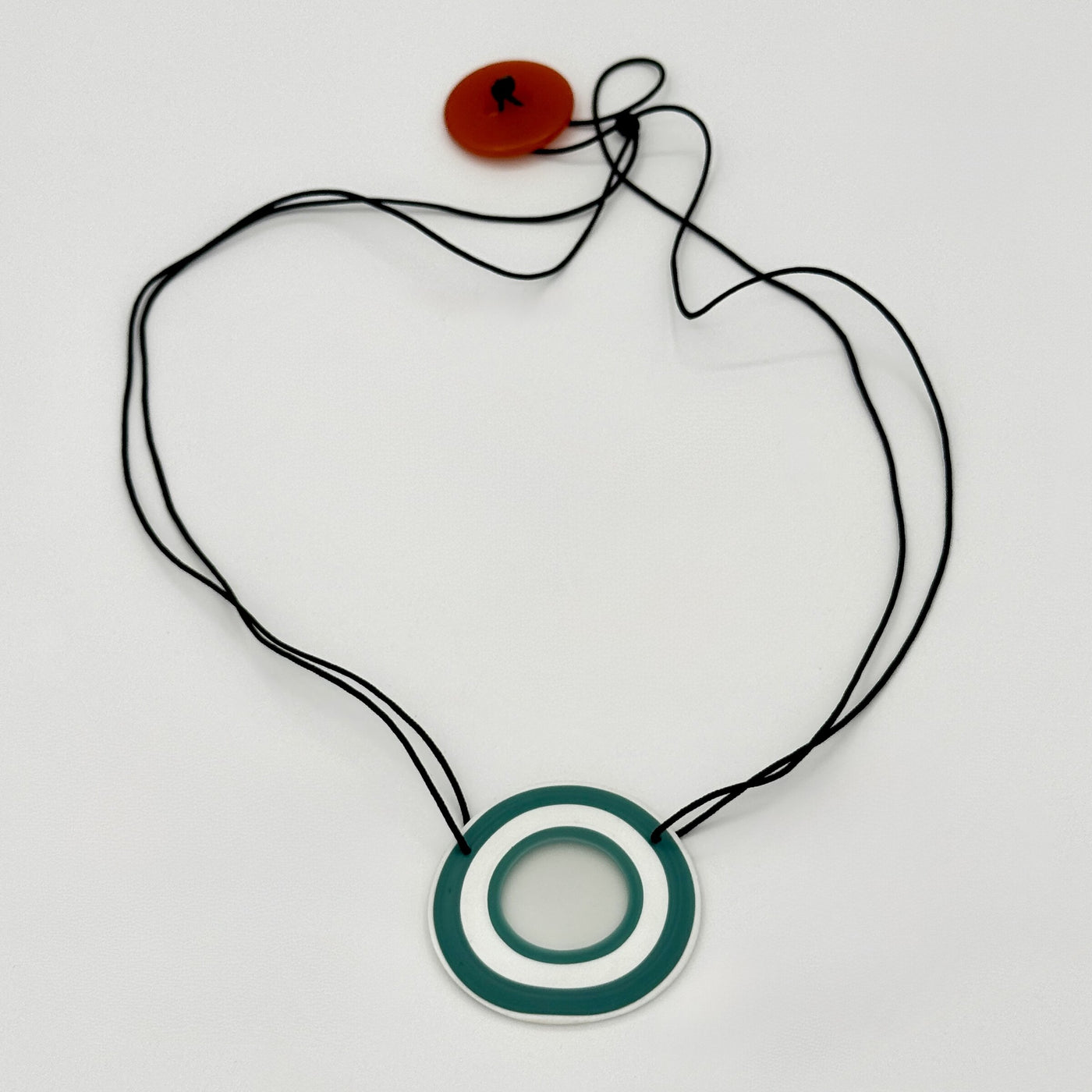 Dark Turquoise & White Ringed Necklace
