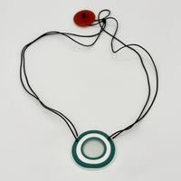 Dark Turquoise & White Ringed Necklace