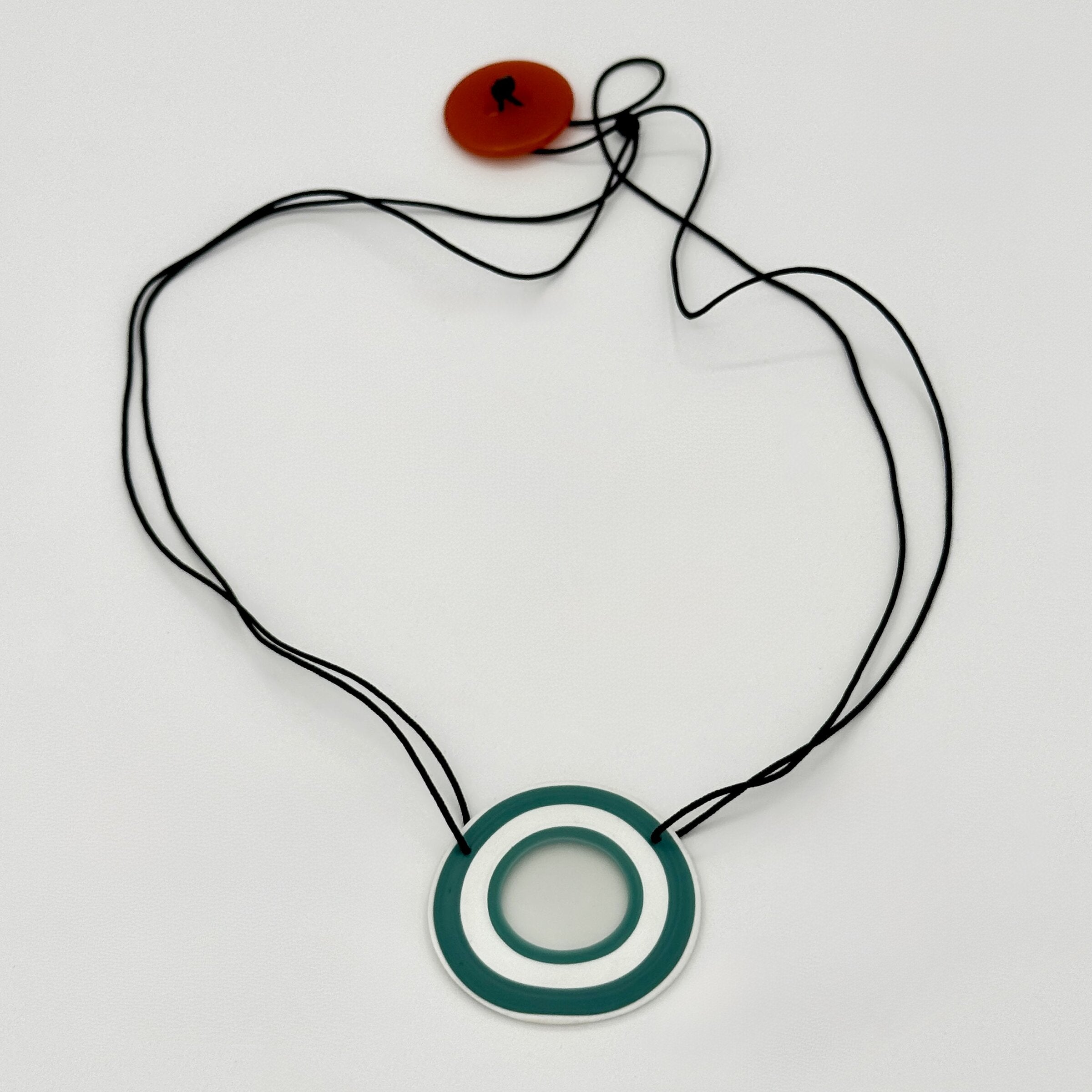 Dark Turquoise & White Ringed Necklace