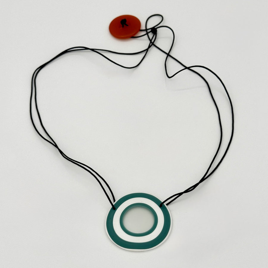 Dark Turquoise & White Ringed Necklace