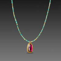 Rhodolite Garnet and Turquoise Beaded Necklace