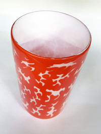 Red-Orange and White Tall Cylinder Vase