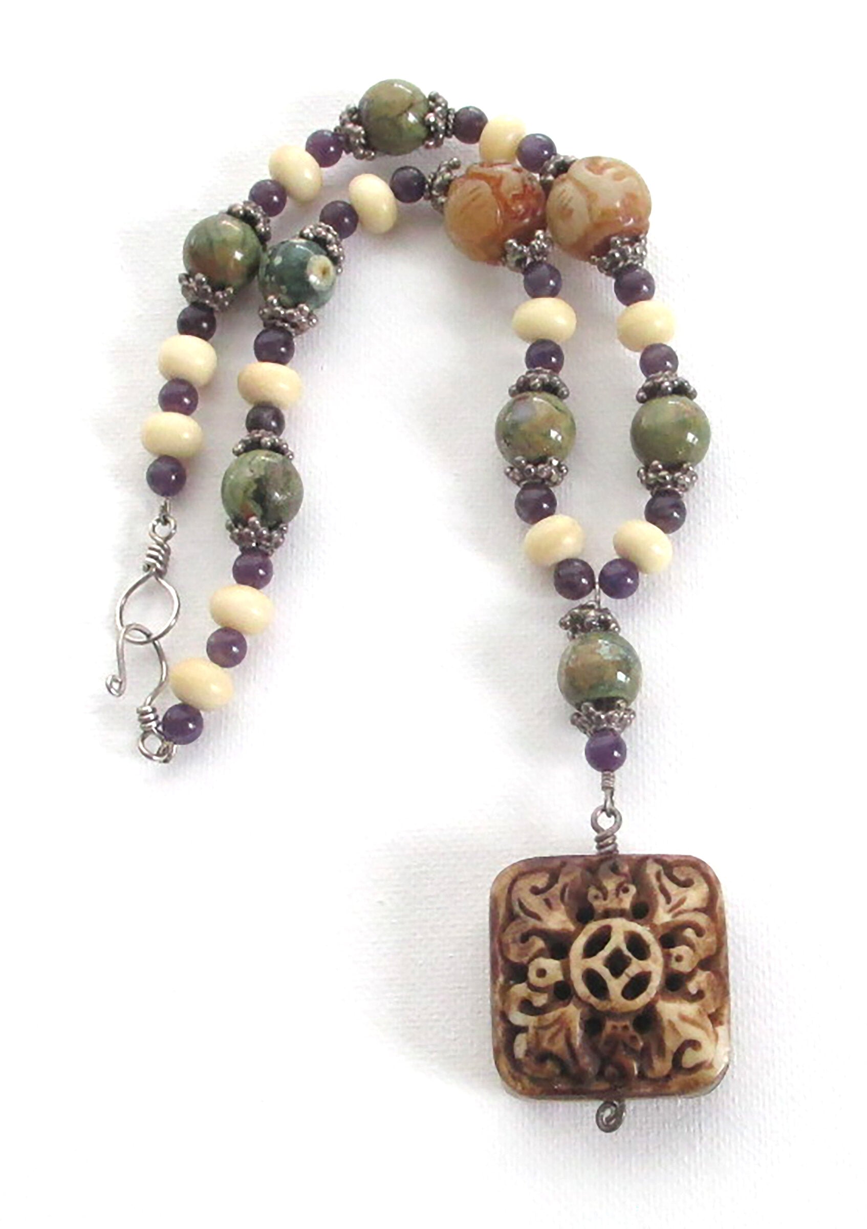 Rhyolite, Jade and Amethyst Necklace