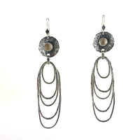 Oval Ripple Hoop & Stone Earrings