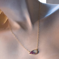 Pink Tourmaline Quartz Gold Necklace