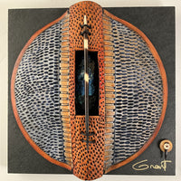 Windows to the Earth - Blues and Rust with Crystal and Porcupine Quill