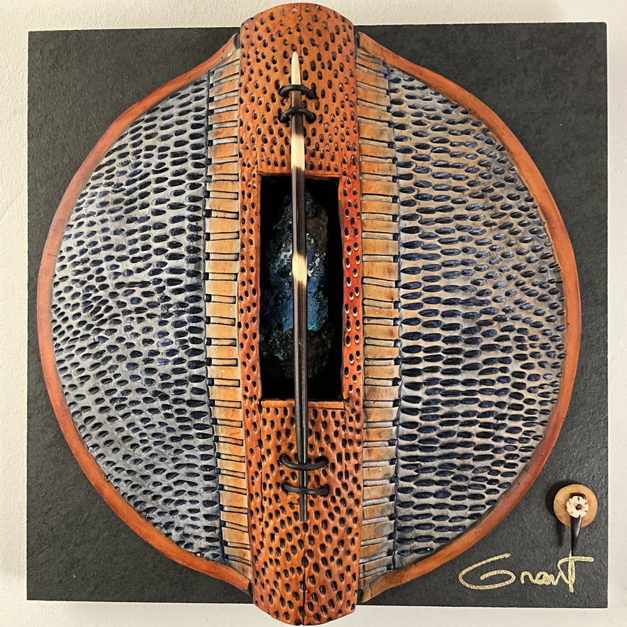 Windows to the Earth - Blues and Rust with Crystal and Porcupine Quill