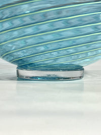 Footed Aqua Spiral Bowl