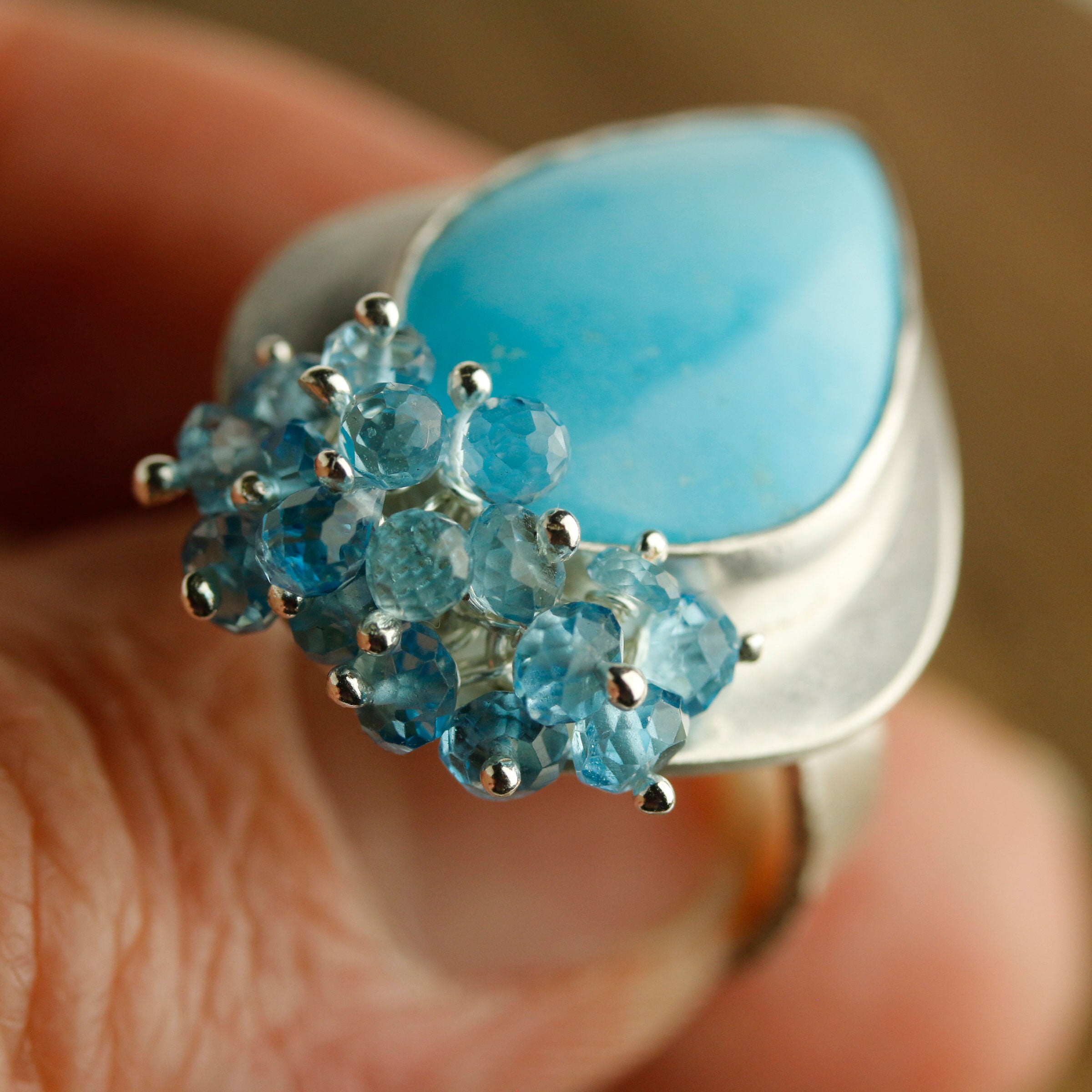 Sonoran Turquoise & Blue Fringe Ring