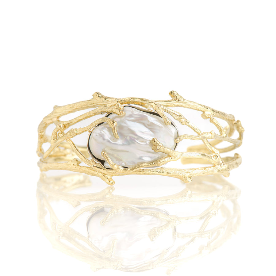 Golden Pillow Talk Twig Cuff