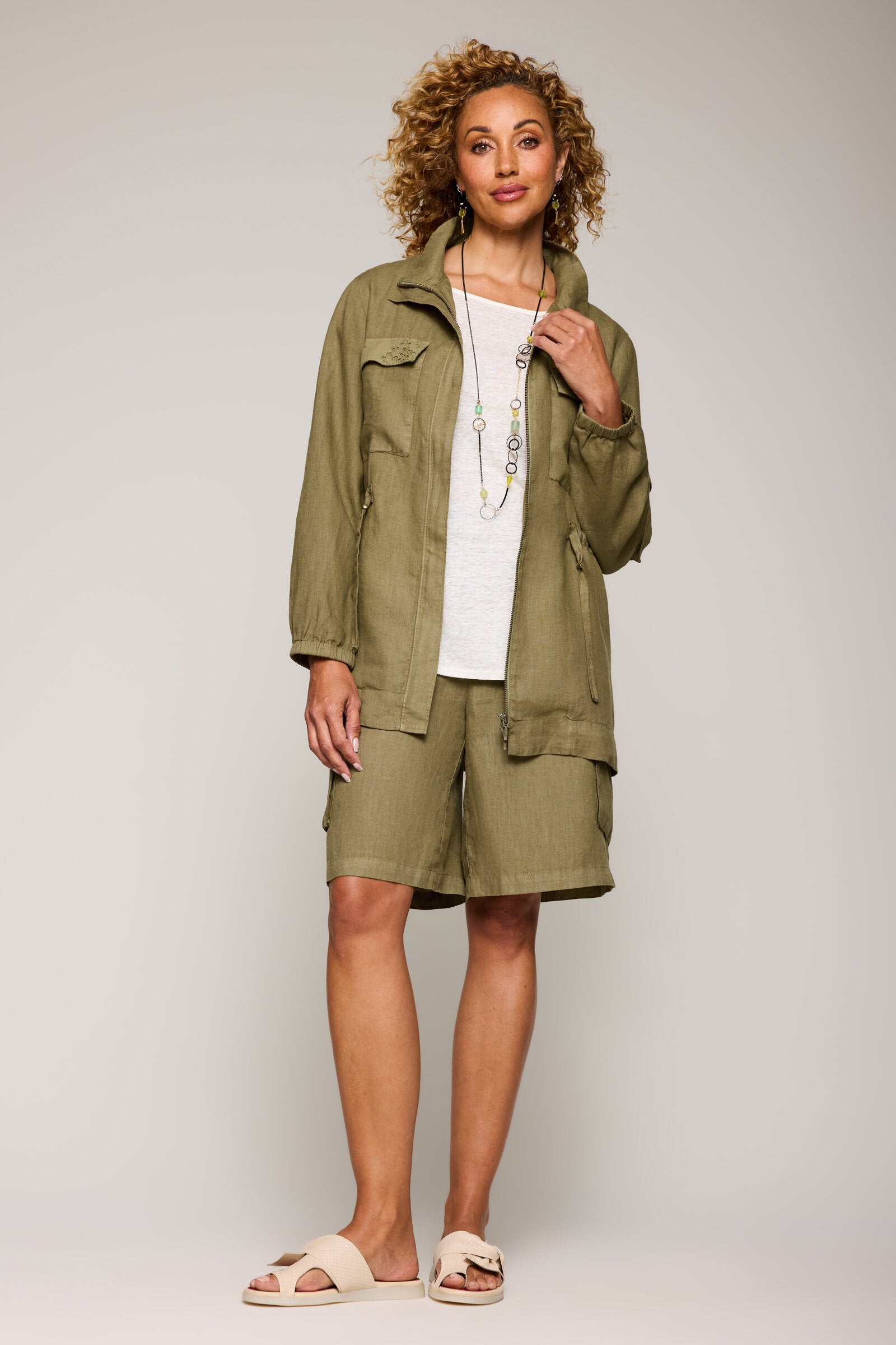Pure Linen Eyelet Arlo Jacket