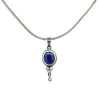 Silver Sapphire & Diamond Pendant