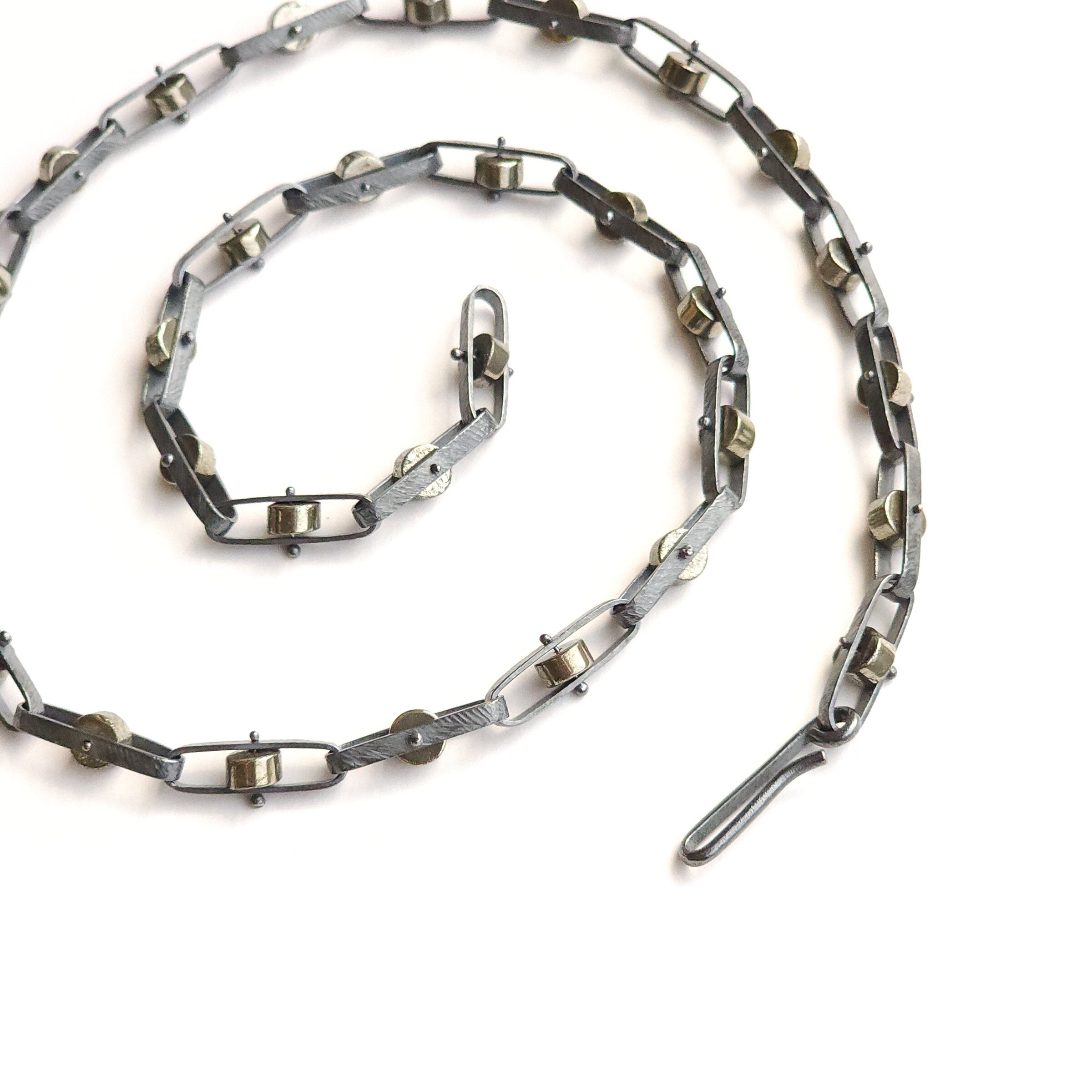 Pyrite Band Link Necklace