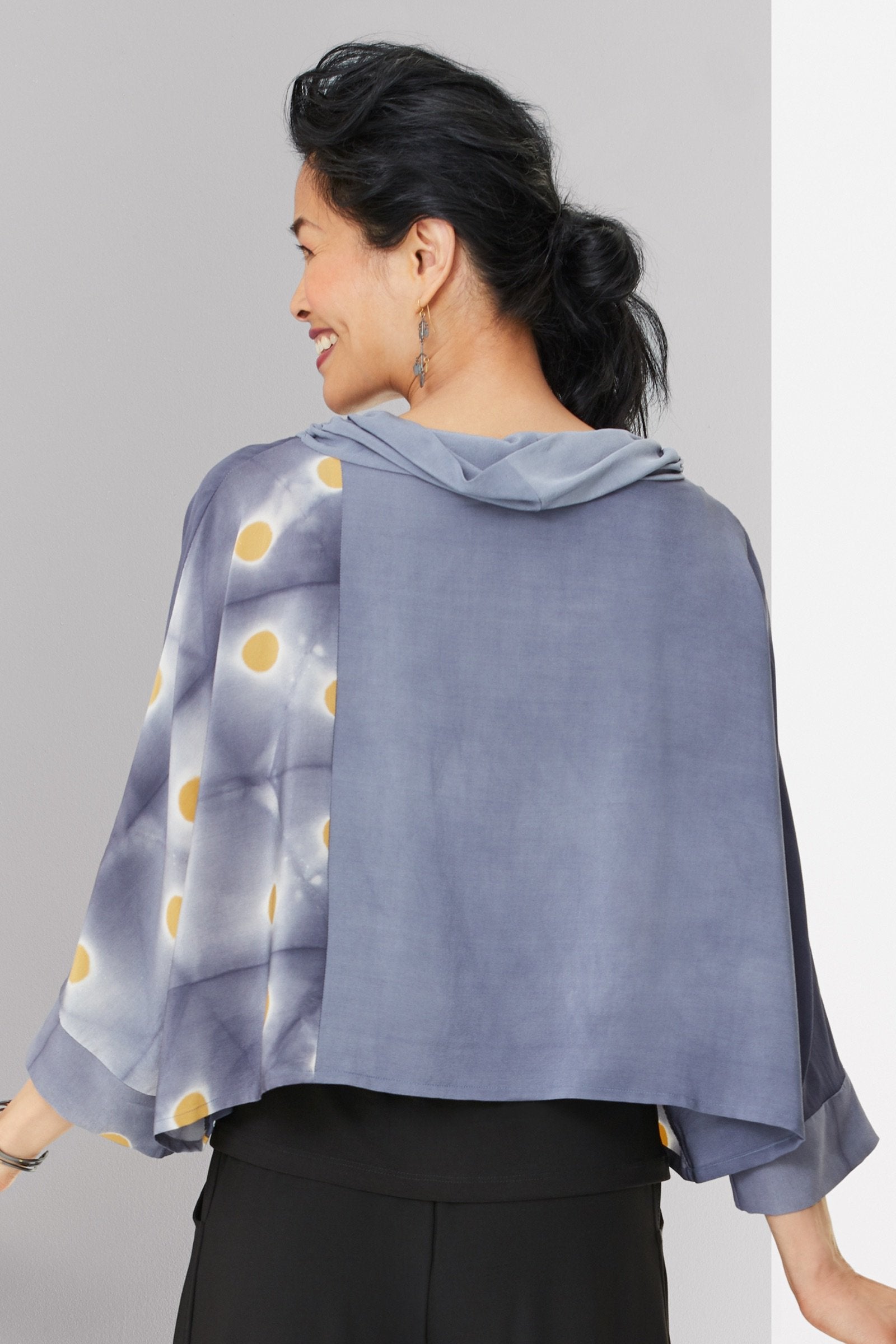 chambray/gold dot, back view