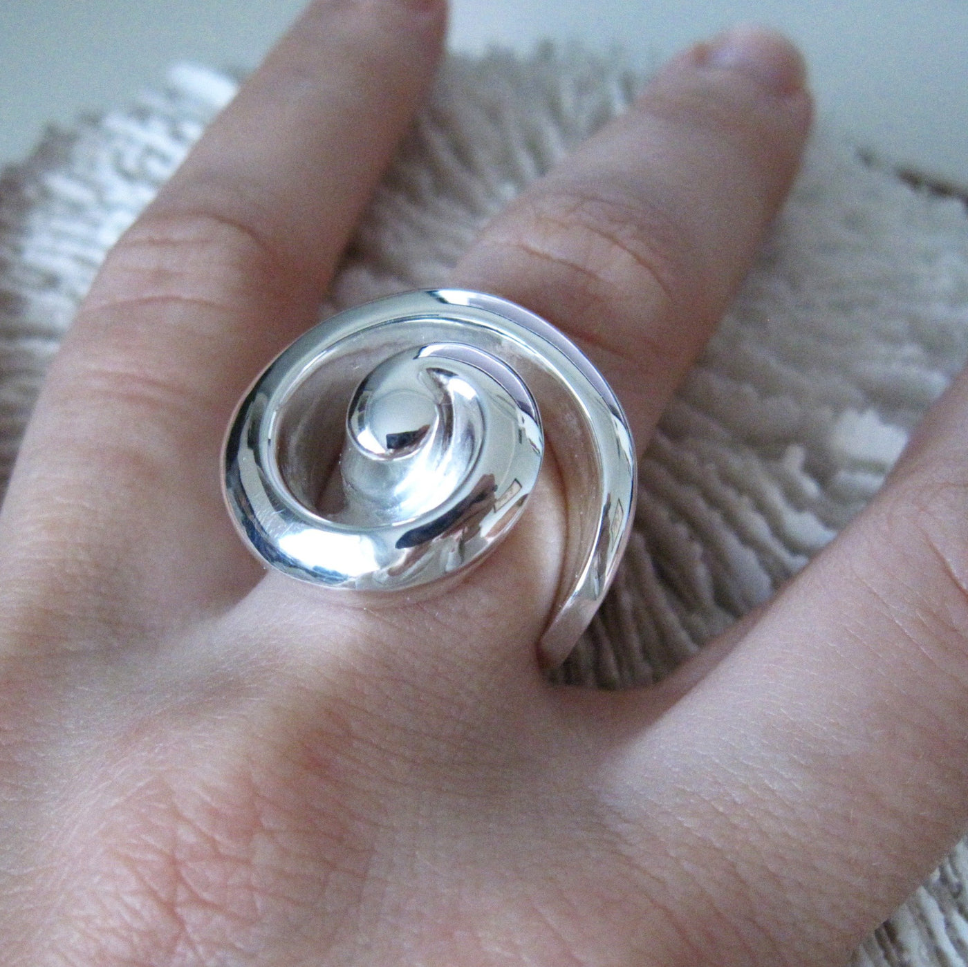Swirl Shell Statement Ring