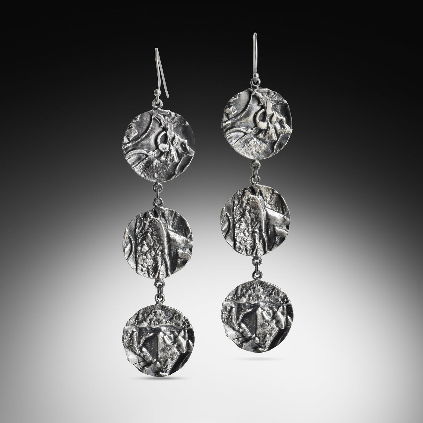 Triple Textural Dangle Earrings