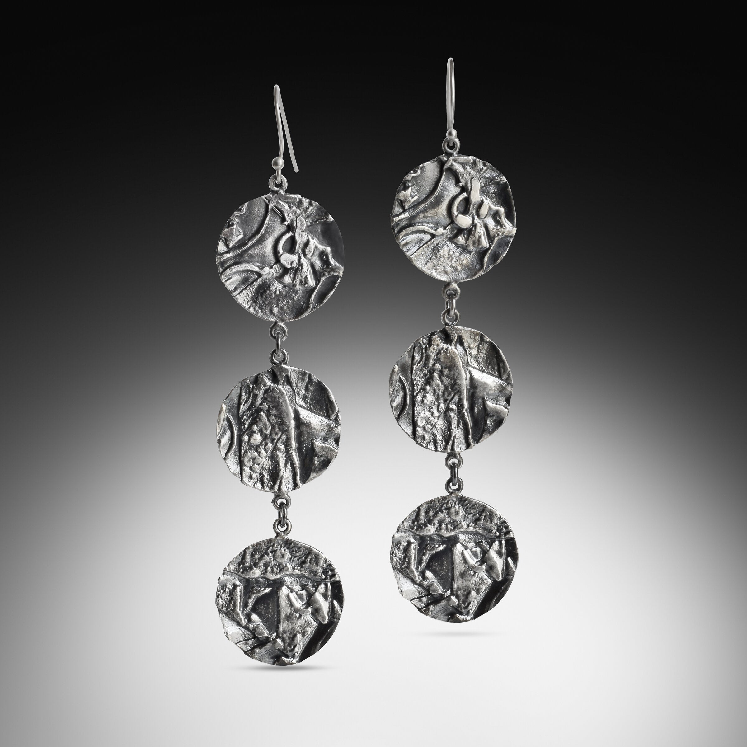 Triple Textural Dangle Earrings