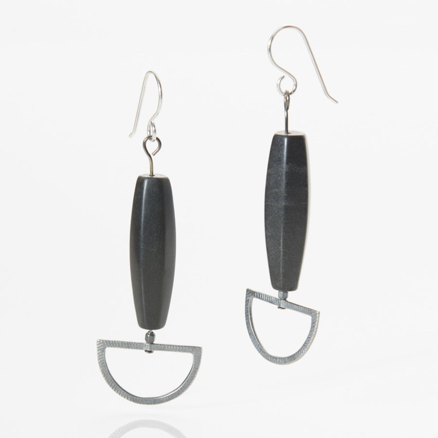 Silver and Blackstone Earrings