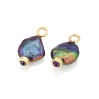 Double Pearl Charm Earrings on Peek-A-Boo Hoops