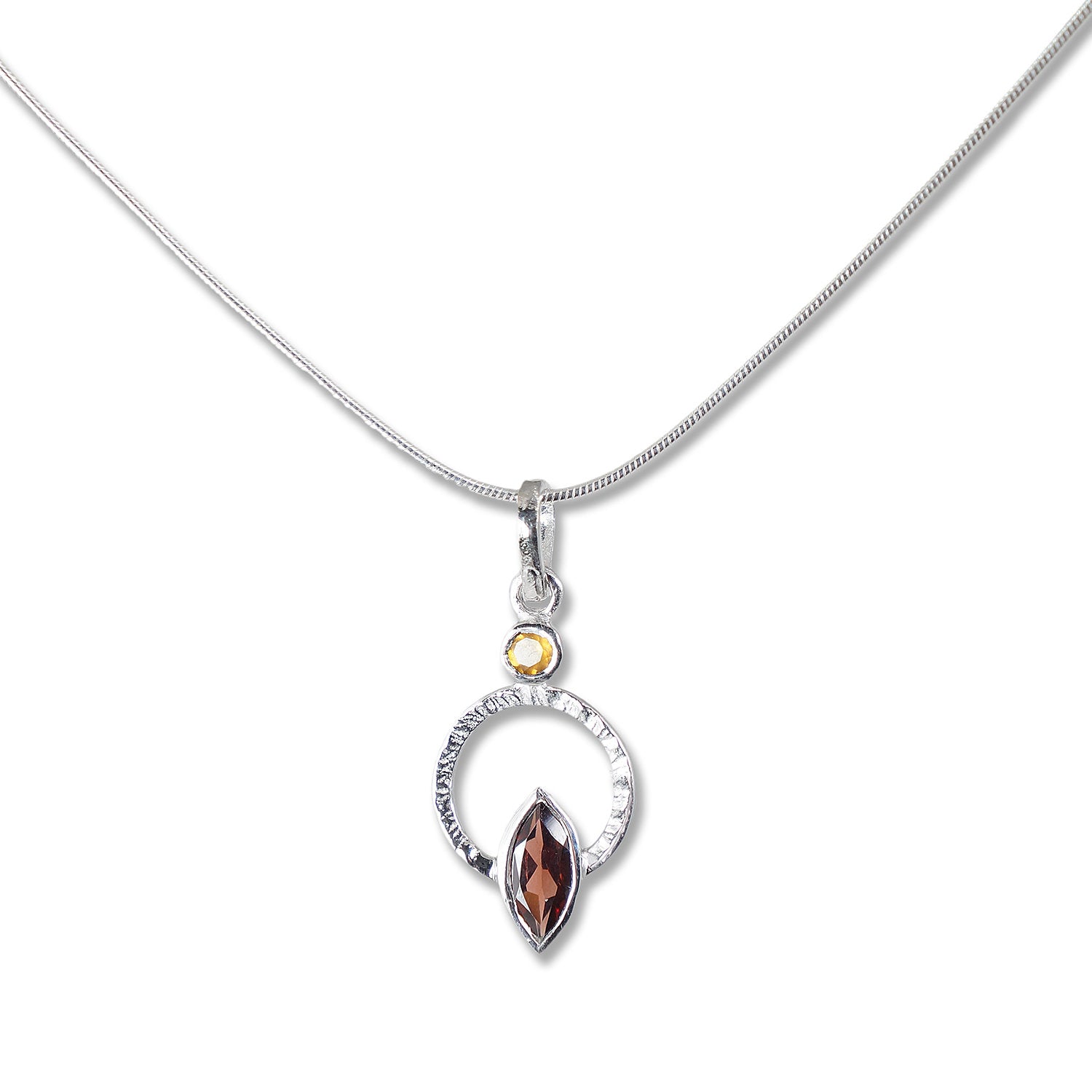 Garnet with Orange Sapphire Accent