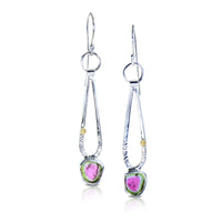 Watermelon Tourmaline Falls Earrings