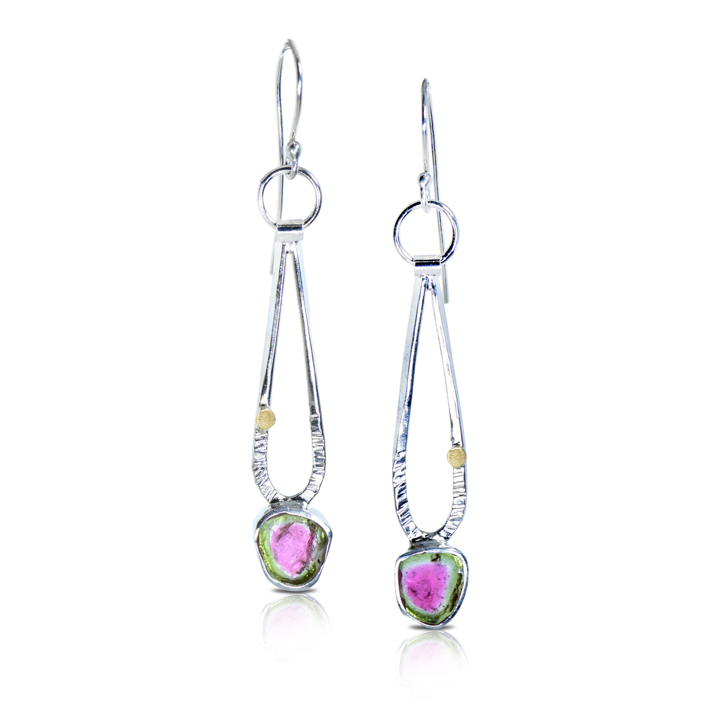 Watermelon Tourmaline Falls Earrings