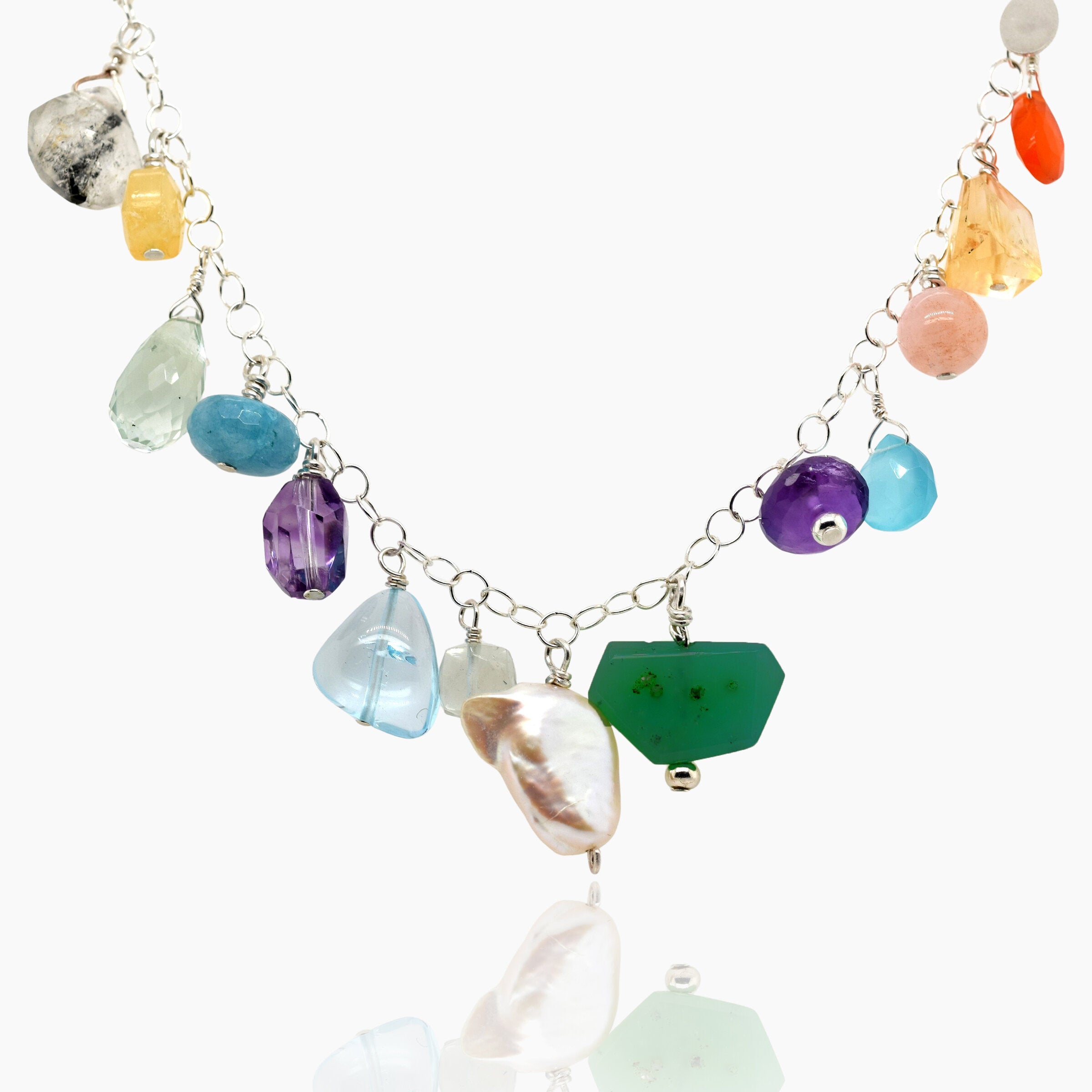 Gemstone Silver Charm Bracelet II