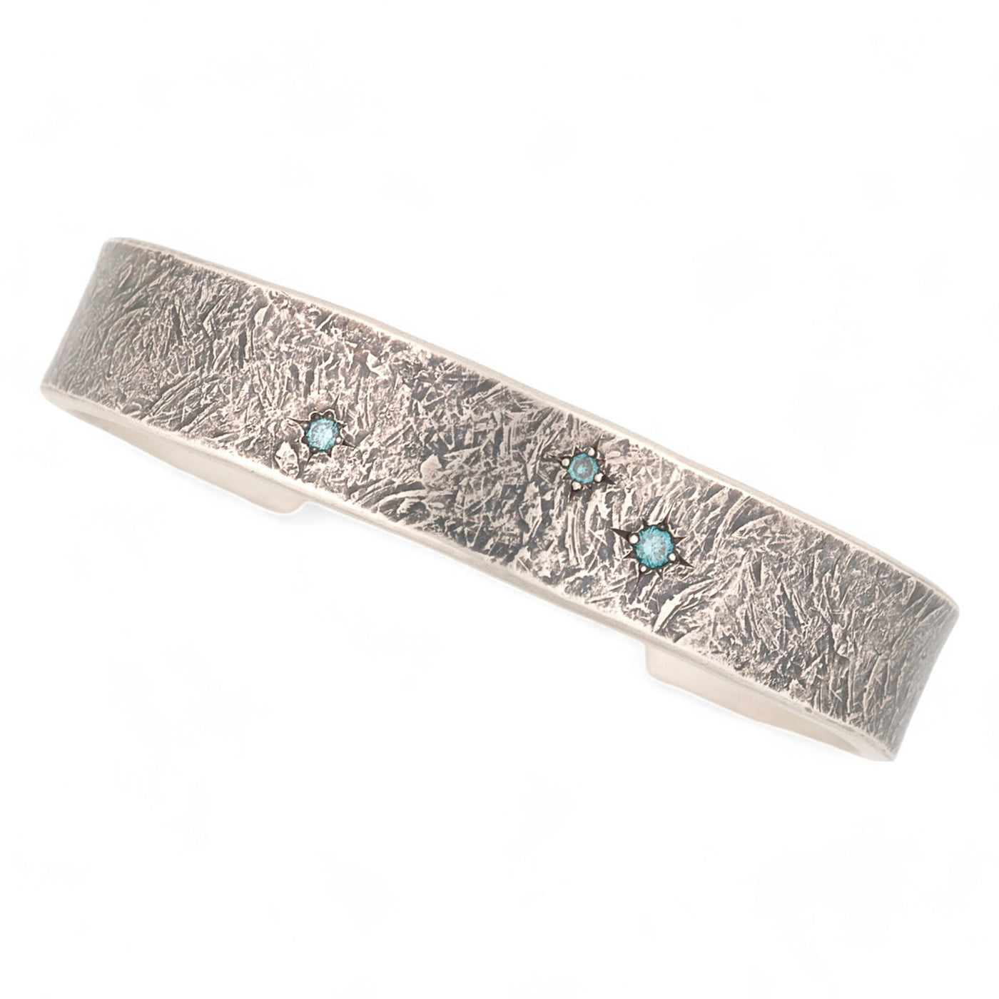 Blue Diamond Silver Cuff