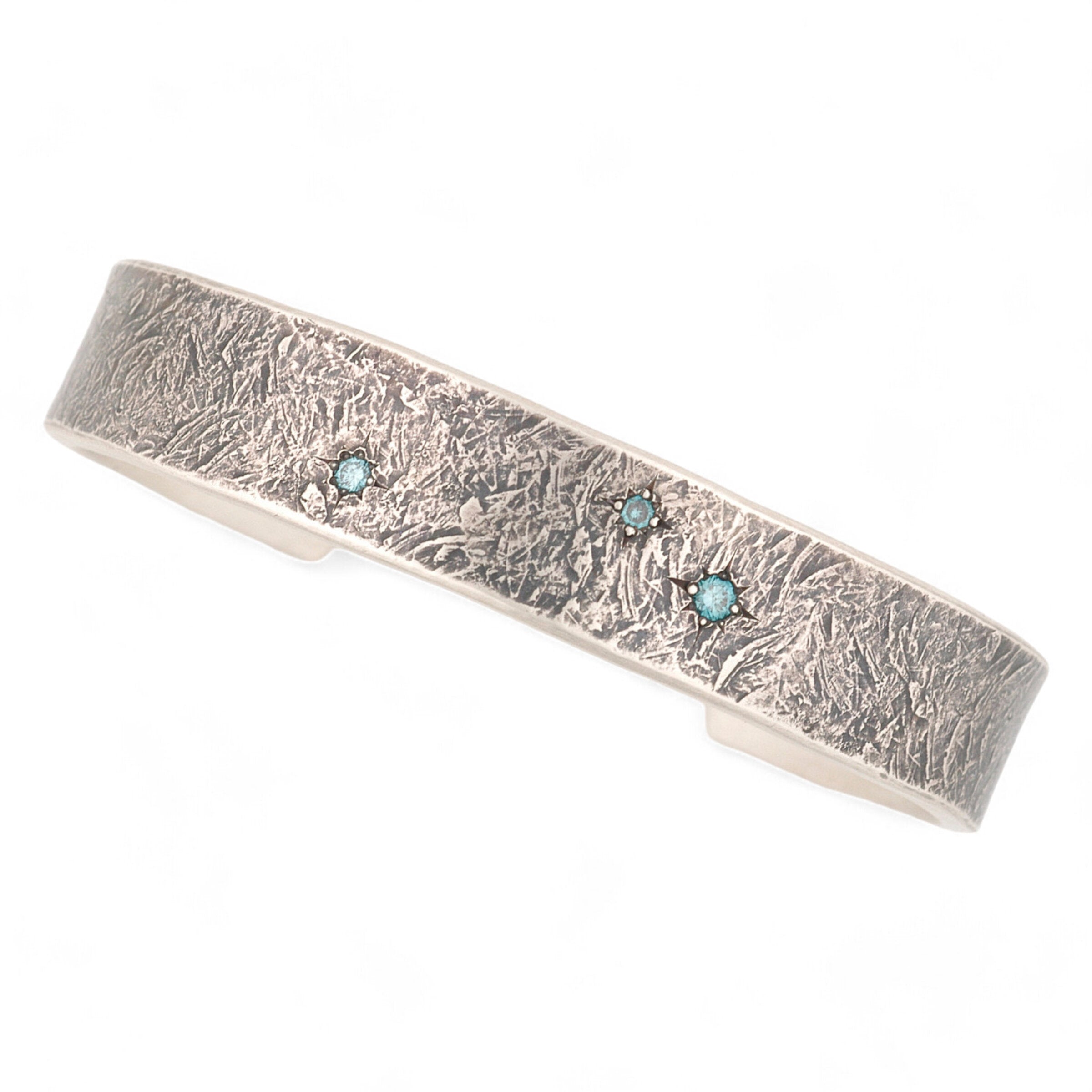 Blue Diamond Silver Cuff