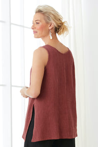 Terracotta, back view, scoop neck worn in back