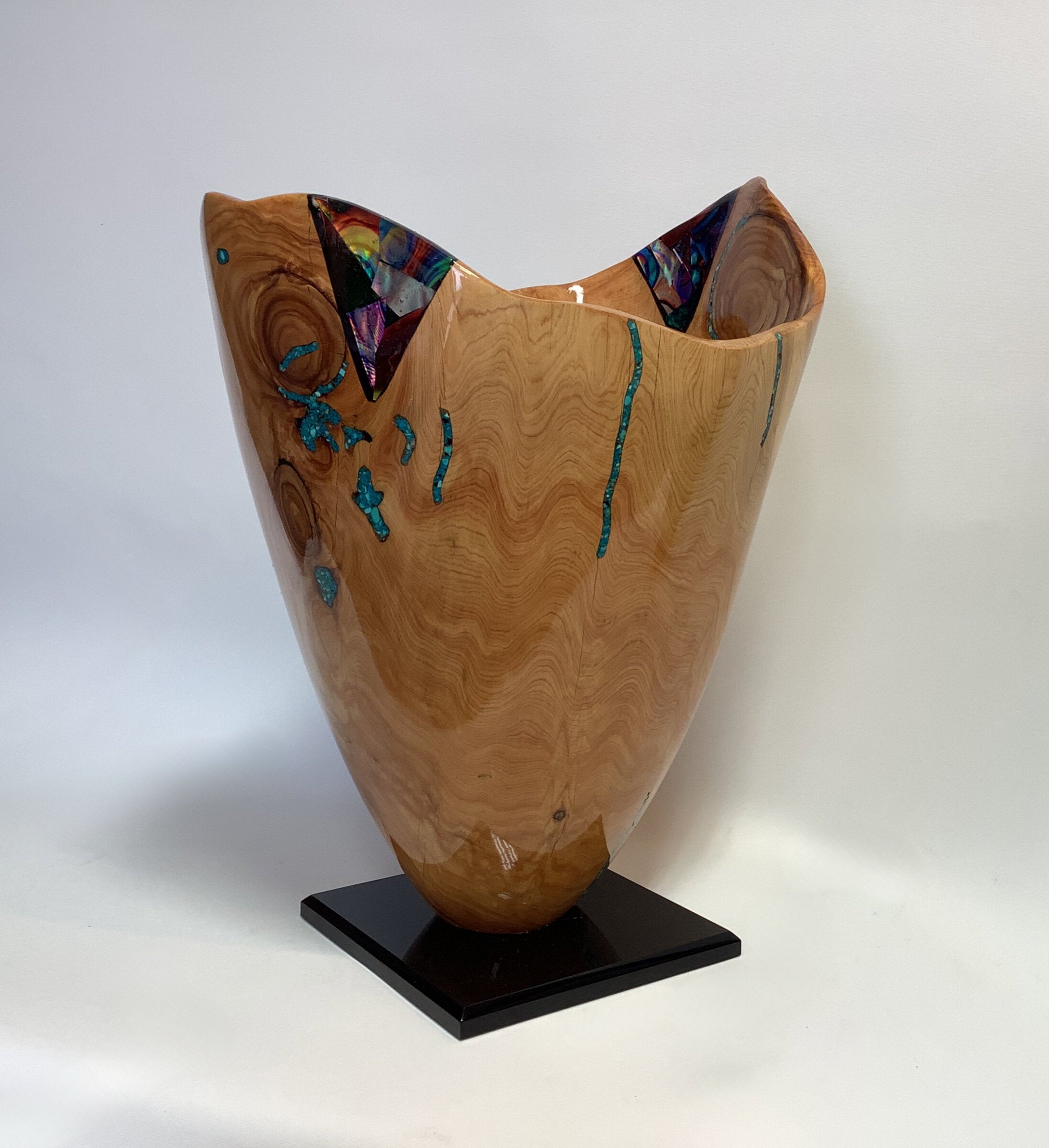 Juniper Vase with Dichroic Glass and Turquoise