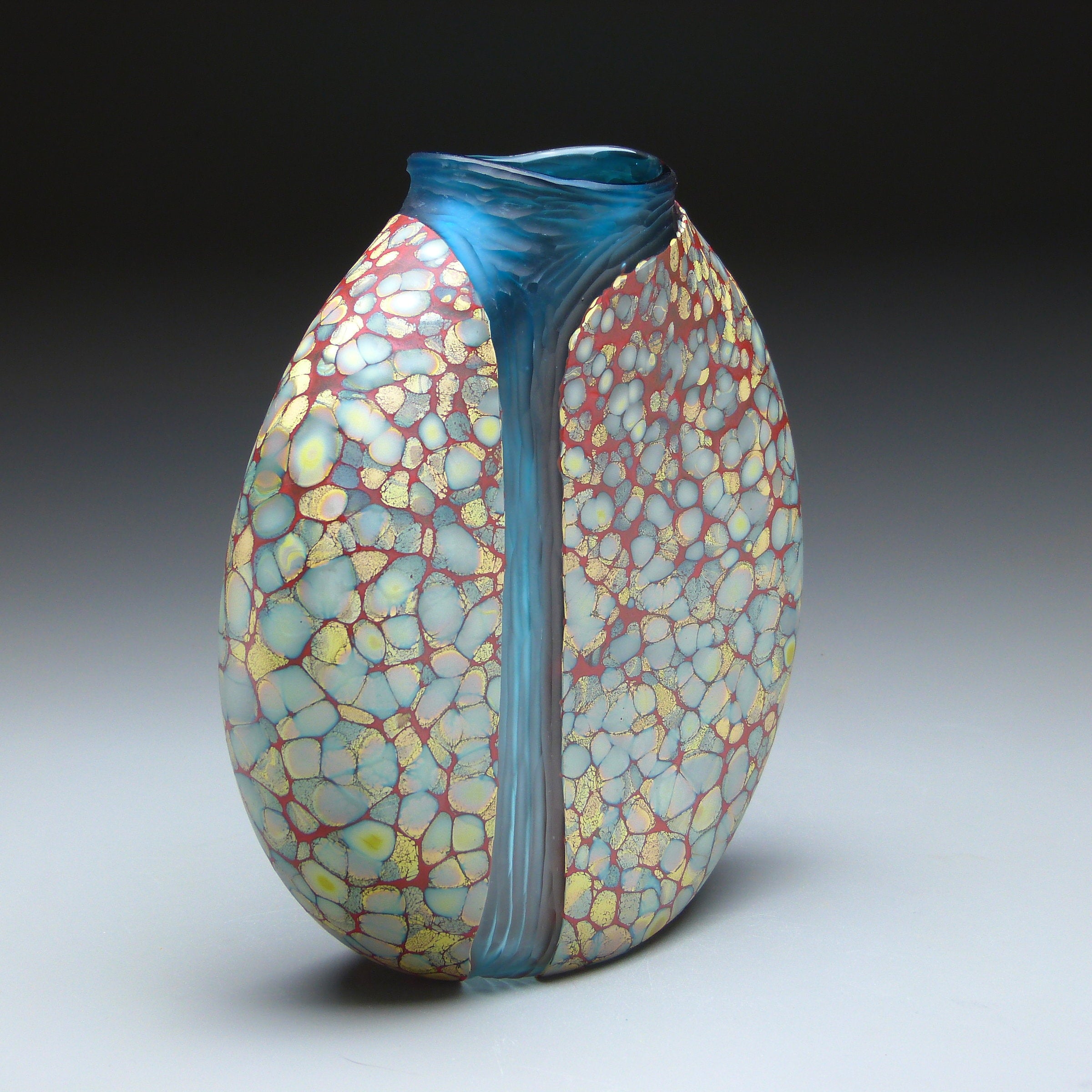 Sandy Cascade Vase with Copper Blue