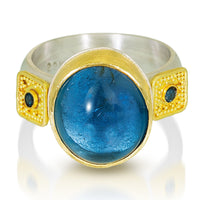 Labyrinth Blue Topaz and Diamond Ring