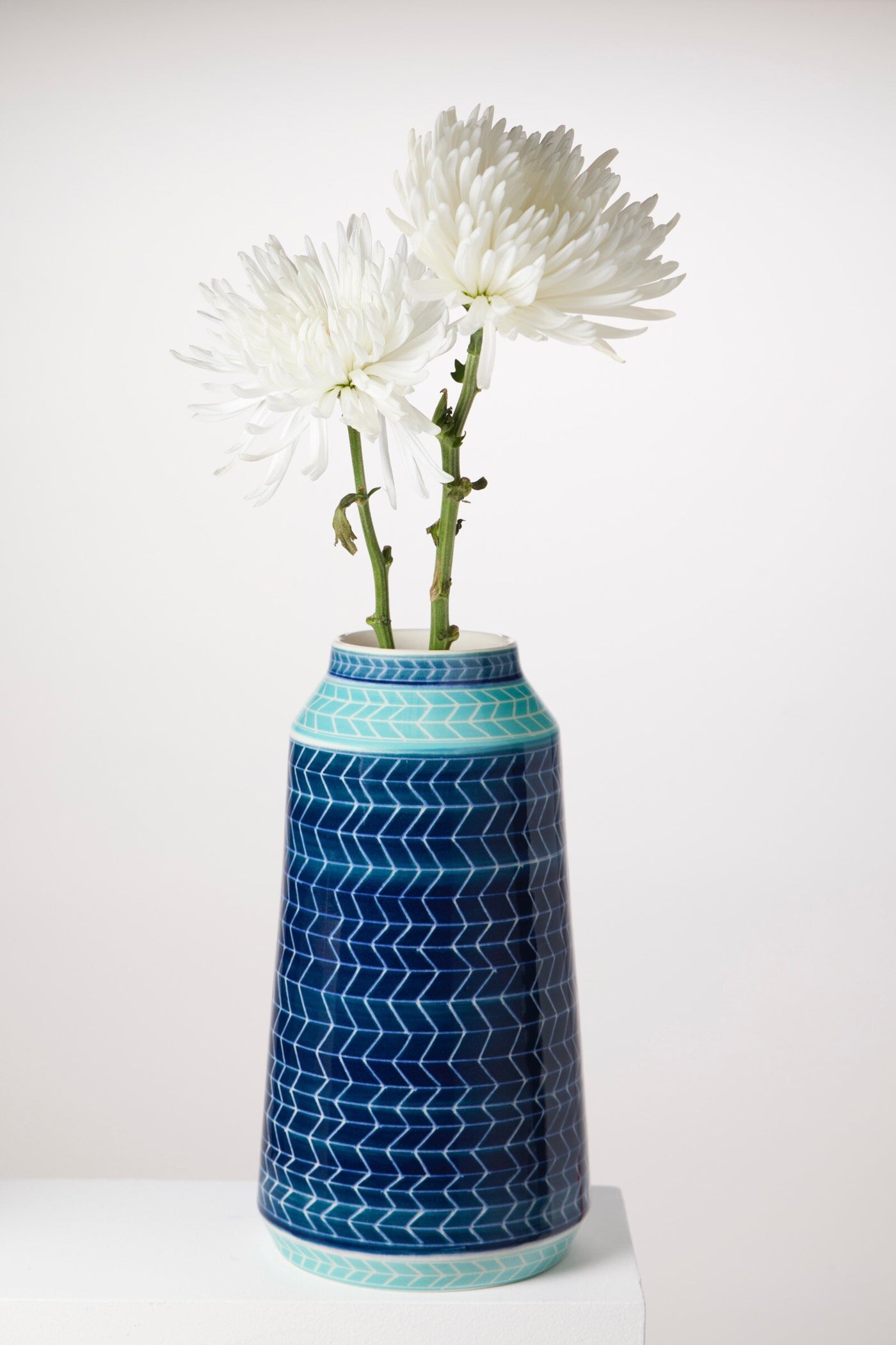 Indigo Herringbone Vase
