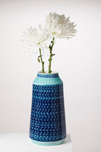 Indigo Herringbone Vase