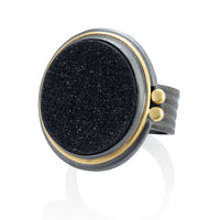 Large Black Druzy Ring