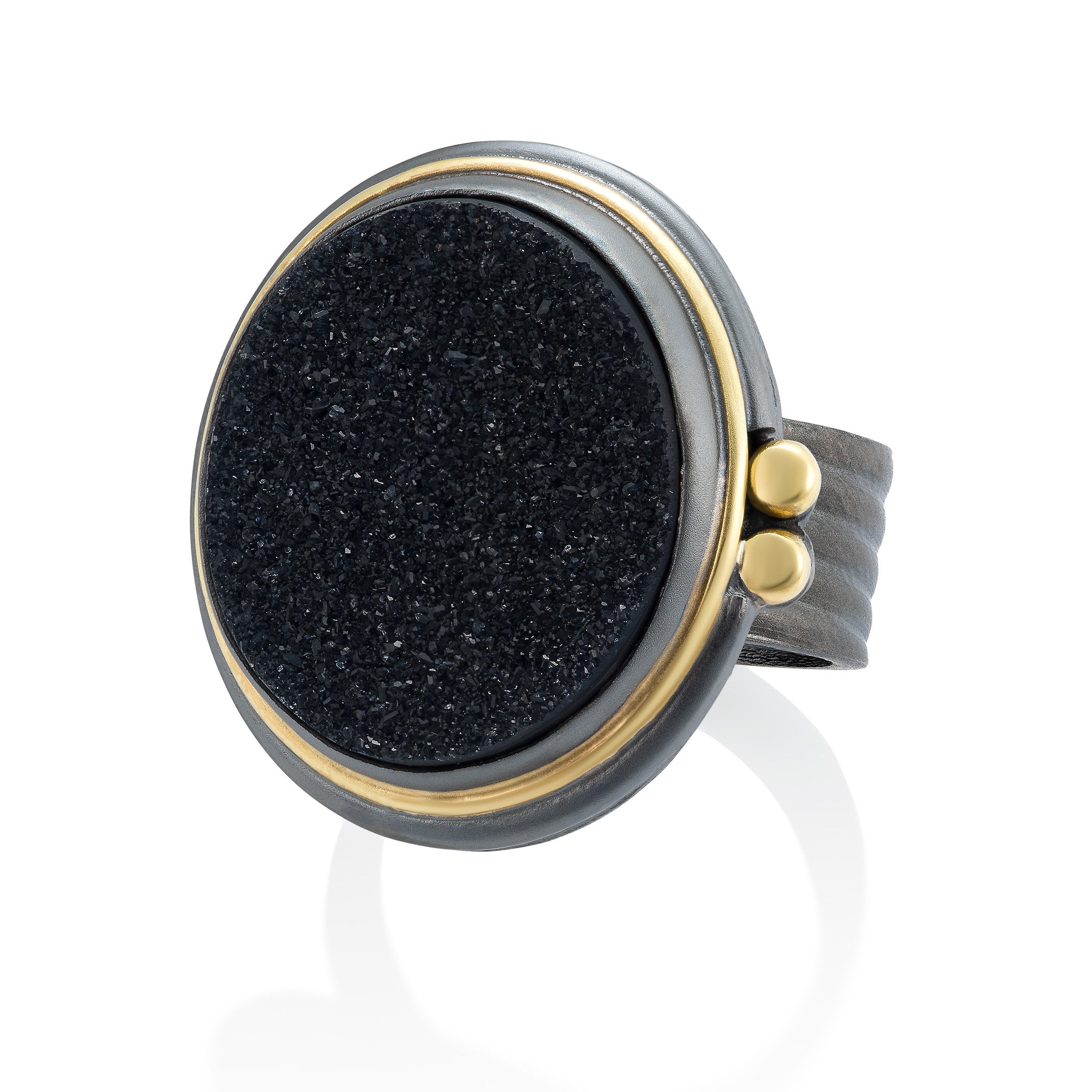 Large Black Druzy Ring