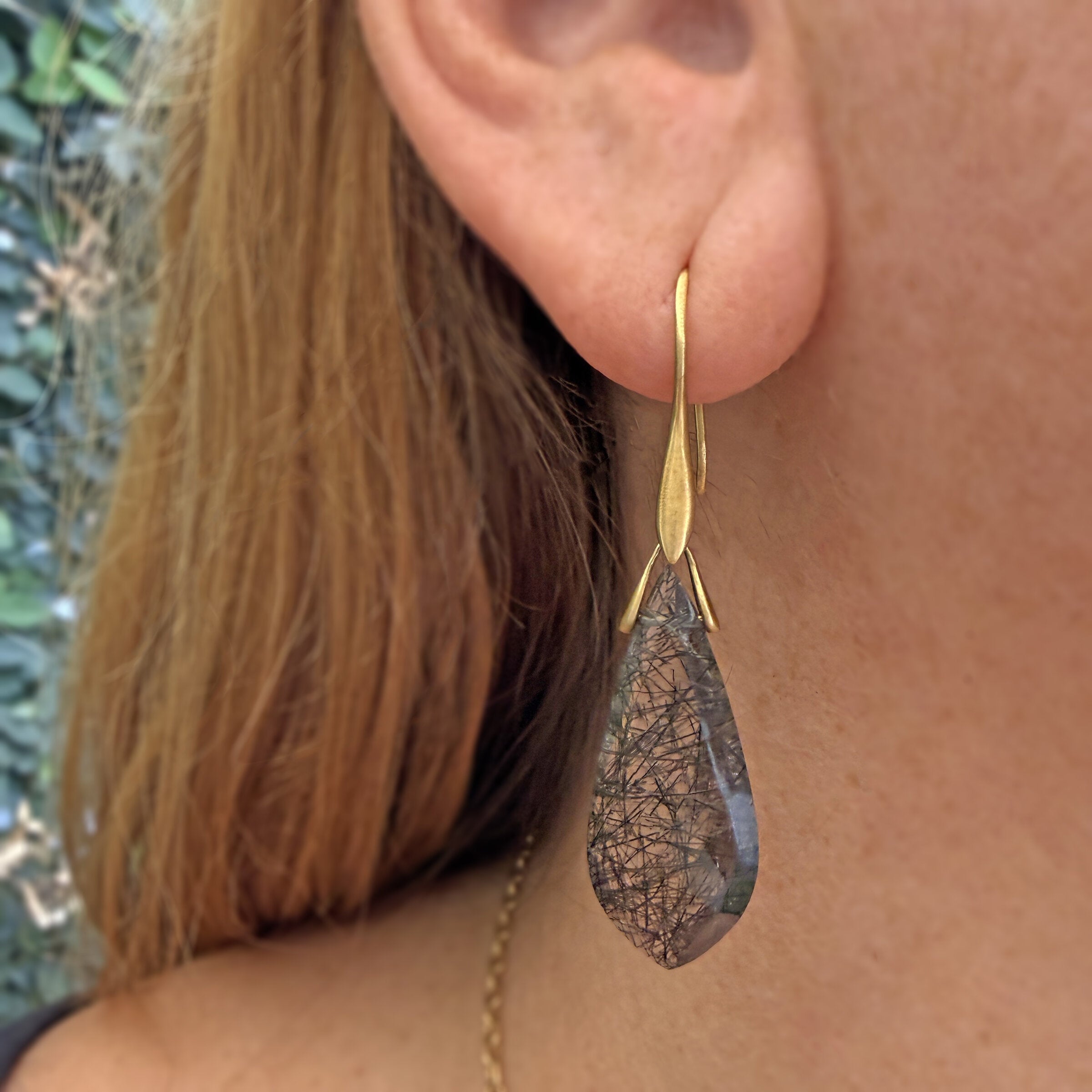Marquise Tourmalinated Quartz Earrings