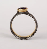 Damascus Steel & Amethyst Ring