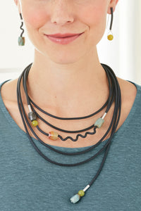 shown with the artists coordinating Agate and Lemon Jade Earrings