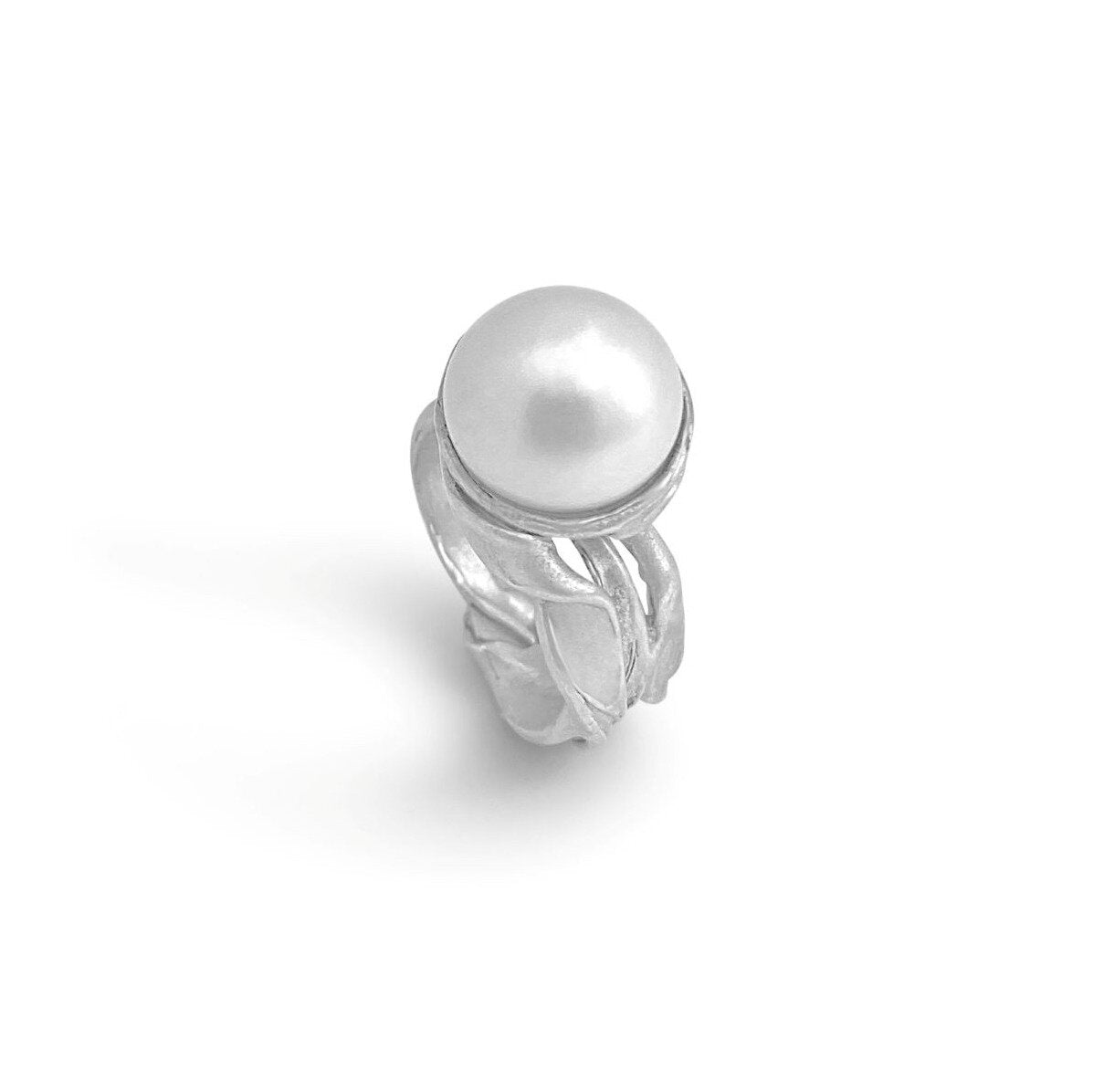 Silver Seaweed Pearl Ring